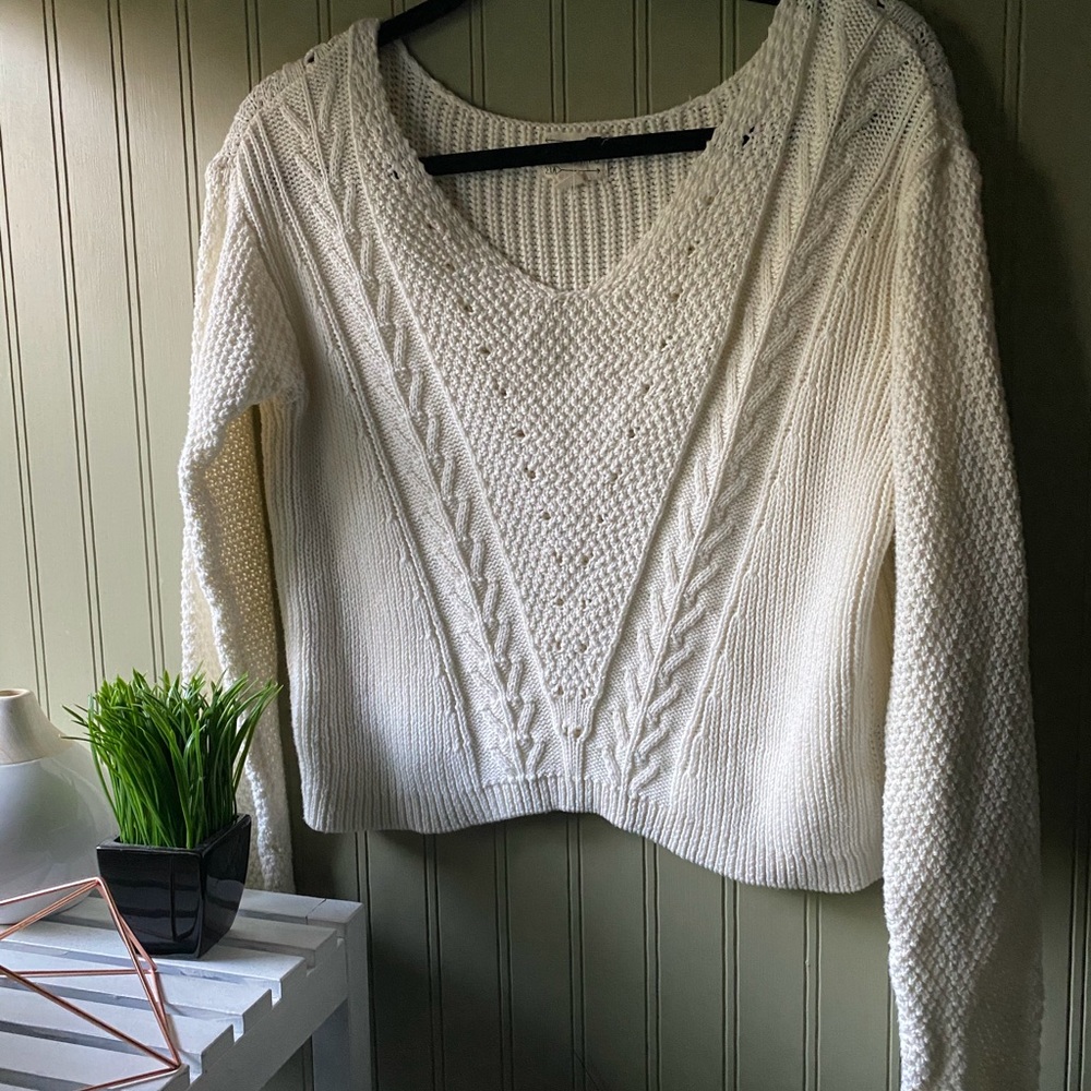 Pacsun LA Heart crop knit sweater in white